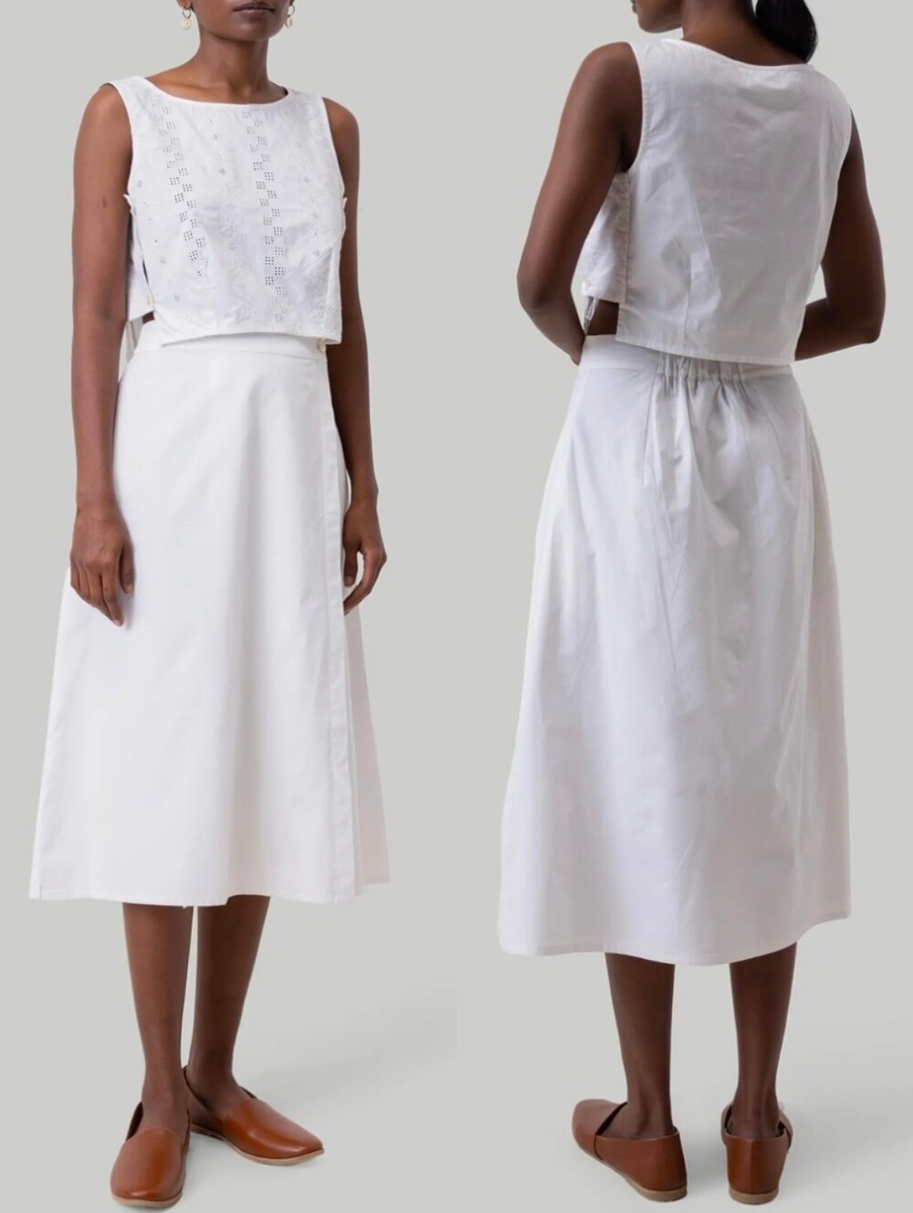 NWT REISTOR White Cotton Overlap Midi Skirt